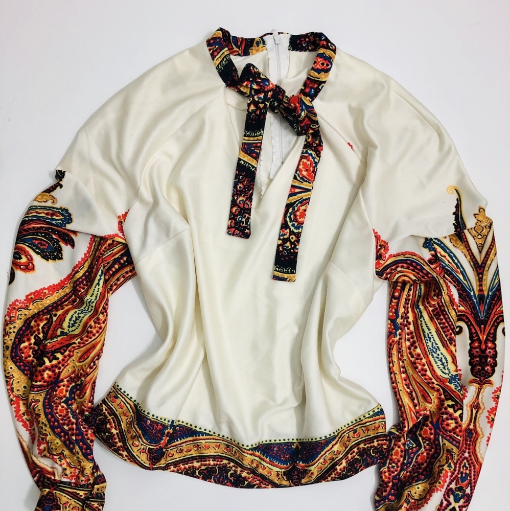 Vintage Creamy Paisley Multi Color Blouse